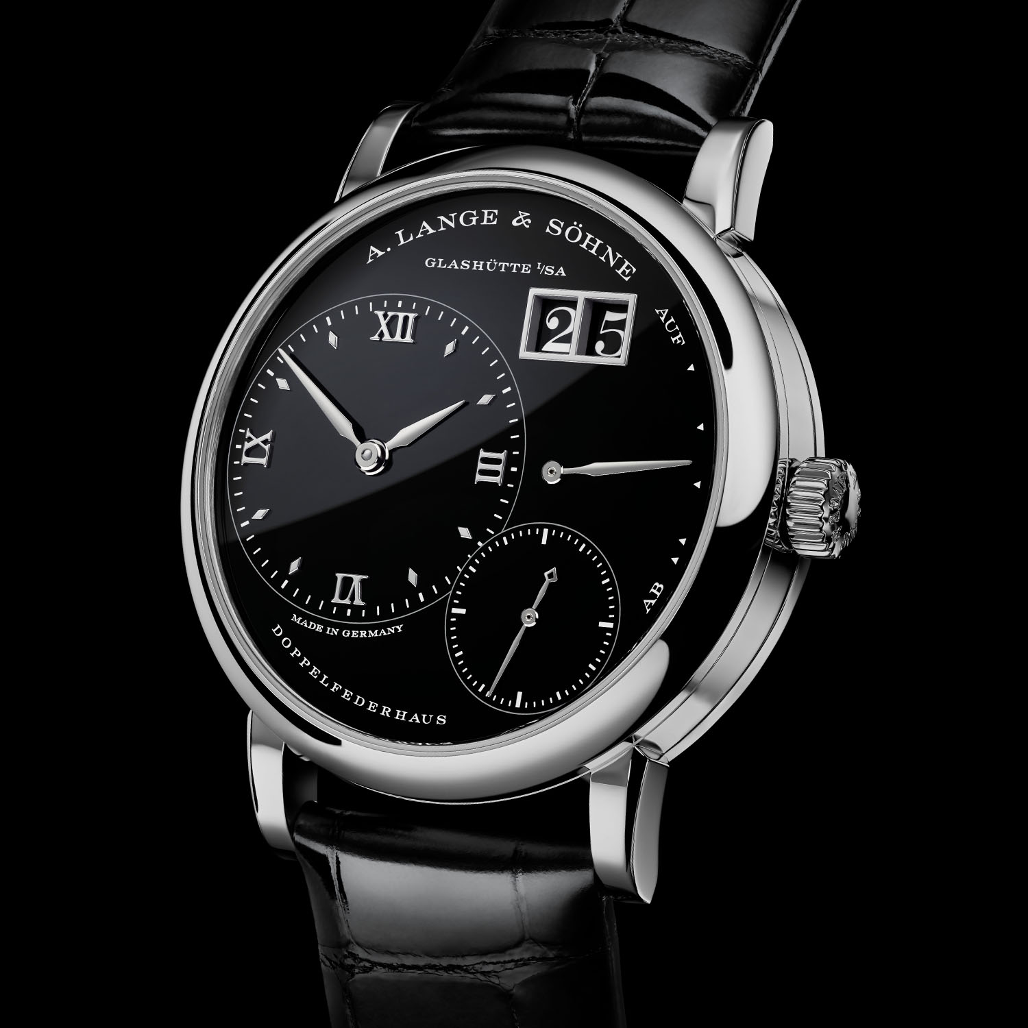 Годинник Lange 1 Onyx з чорним циферблатом і корпусом з білого золота
