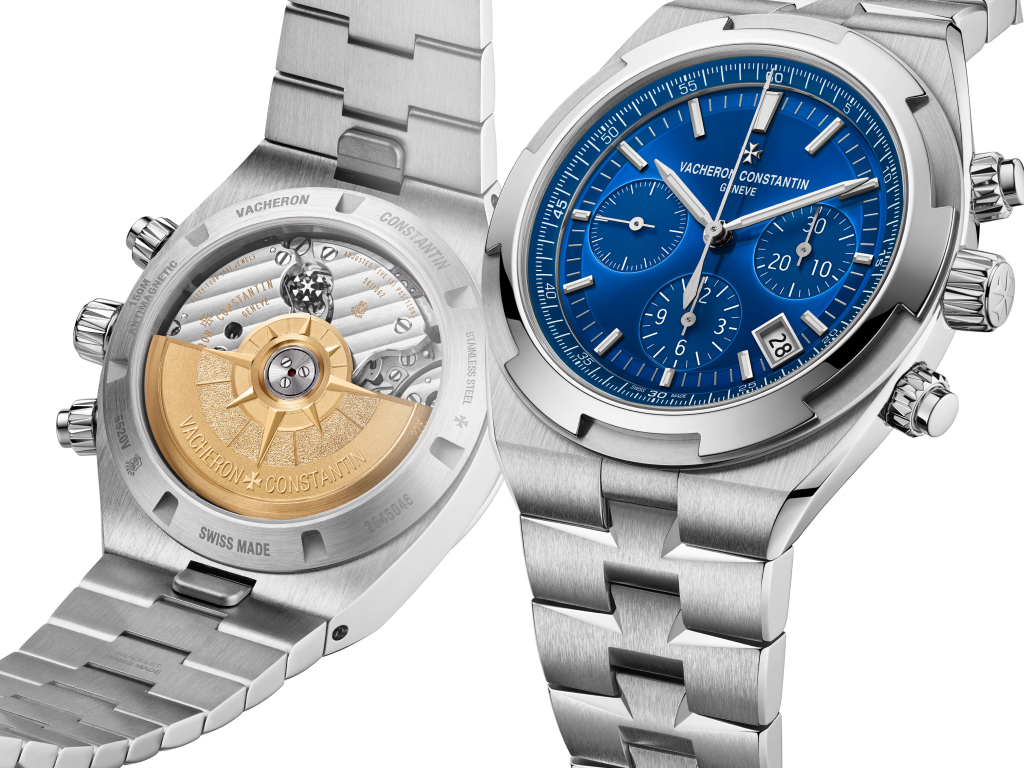 Третє покоління Overseas Chronograph поєднує в собі витончений дизайн, шестигранний безель та новий мануфактурний калібр з колонковим колесом. Корпус діаметром 42.5 мм доповнений зручною системою швидкої заміни ремінця та сертифікований Женевським клеймом якості.