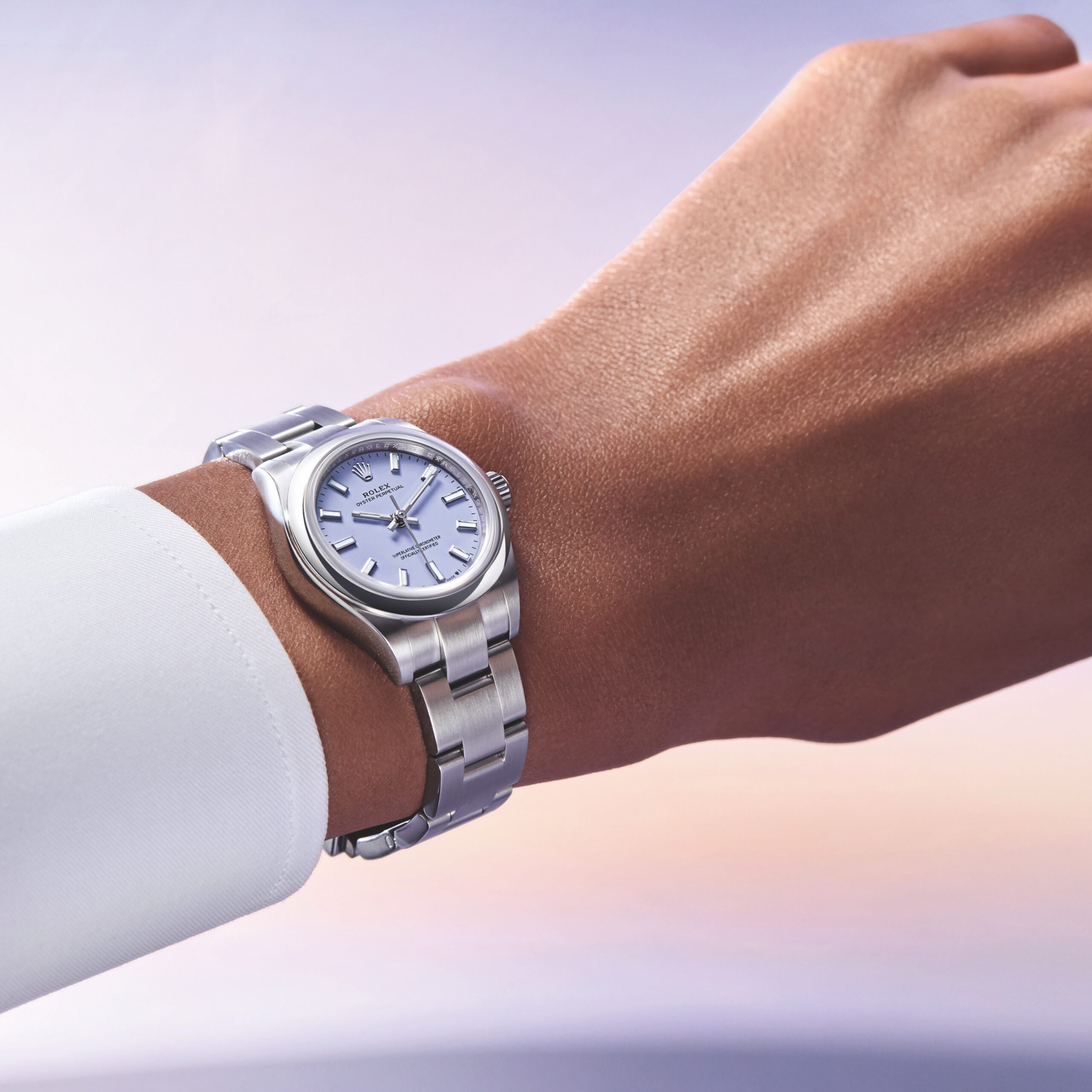 Новий Rolex Oyster Perpetual 28 мм 2025 року з лавандовим матовим циферблатом і корпусом із сталі Oystersteel
