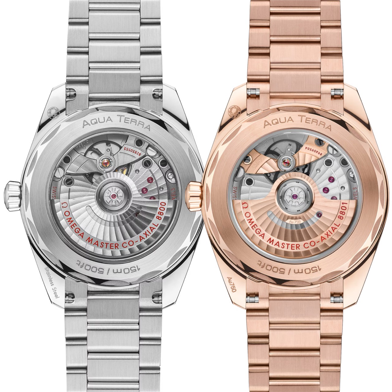 Калібри OMEGA 8800 і 8801, встановлені в моделях Seamaster Aqua Terra Shades, з коаксіальним ходом і сертифікацією Master Chronometer