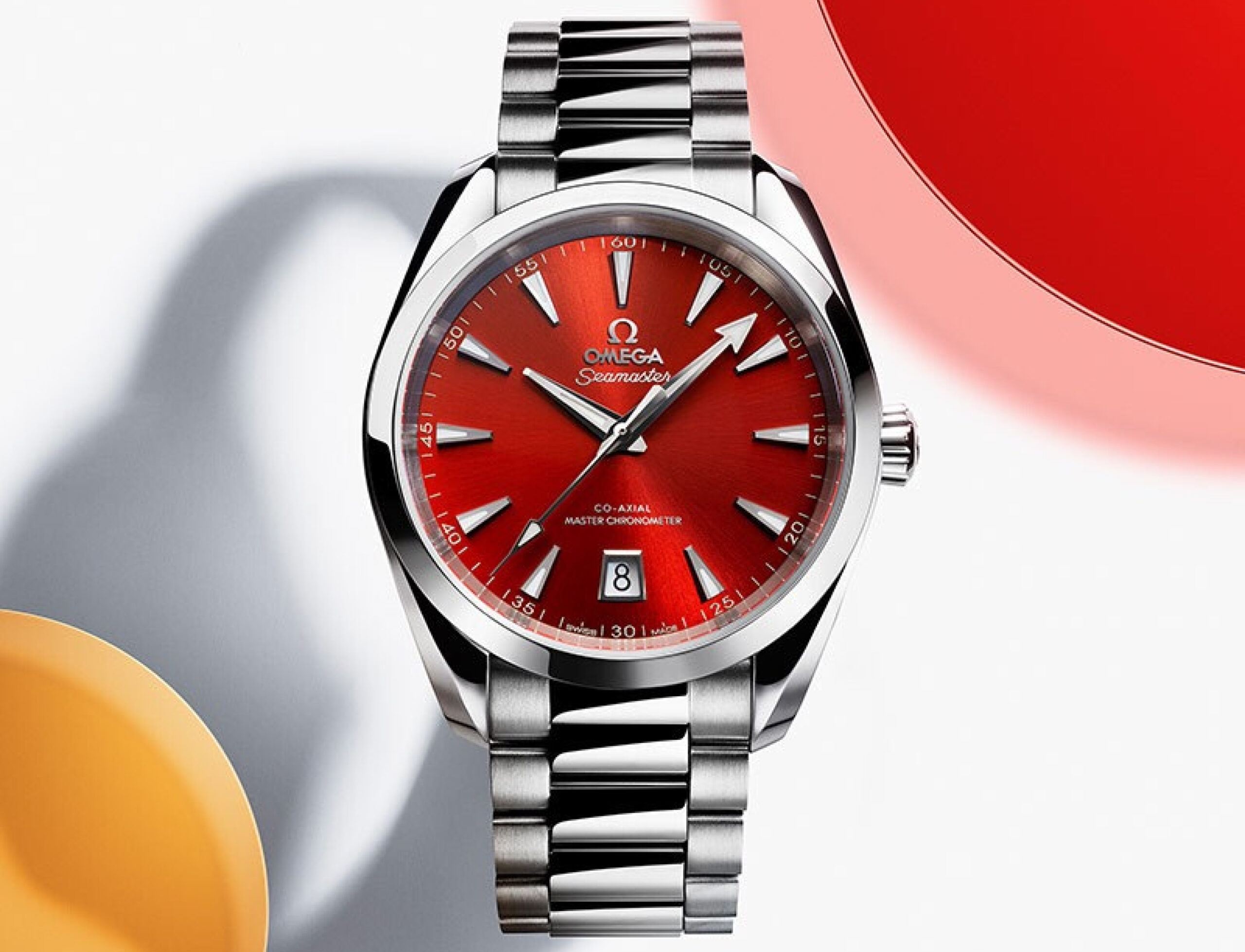 Годинник OMEGA Seamaster Aqua Terra Shades 38 мм з червоним радіально сатинованим циферблатом