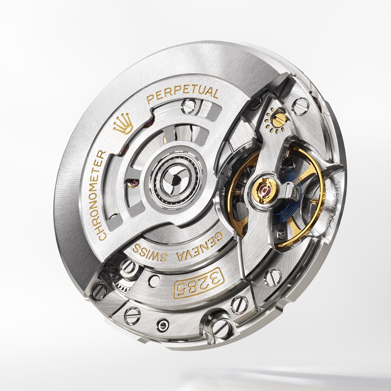 Механизм Rolex Caliber 3285 с ходом Chronergy, синей спиралью Parachrom и системой Paraflex, установленный в моделях GMT-Master II