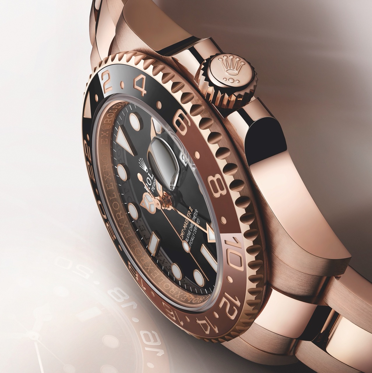 Rolex GMT-Master II Rootbeer — версия из 18K Everose gold с коричнево-чёрным безелем