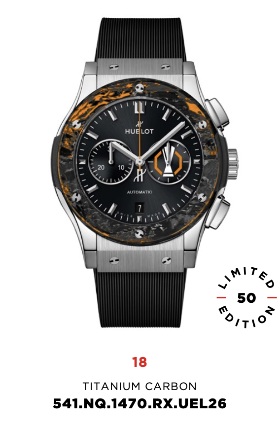 Hublot Classic Fusion Chronograph UEFA Europa League — лімітована серія 50 екземплярів, титановий корпус з карбоновим безелем, ref. 541.NQ.1470.RX.UEL26