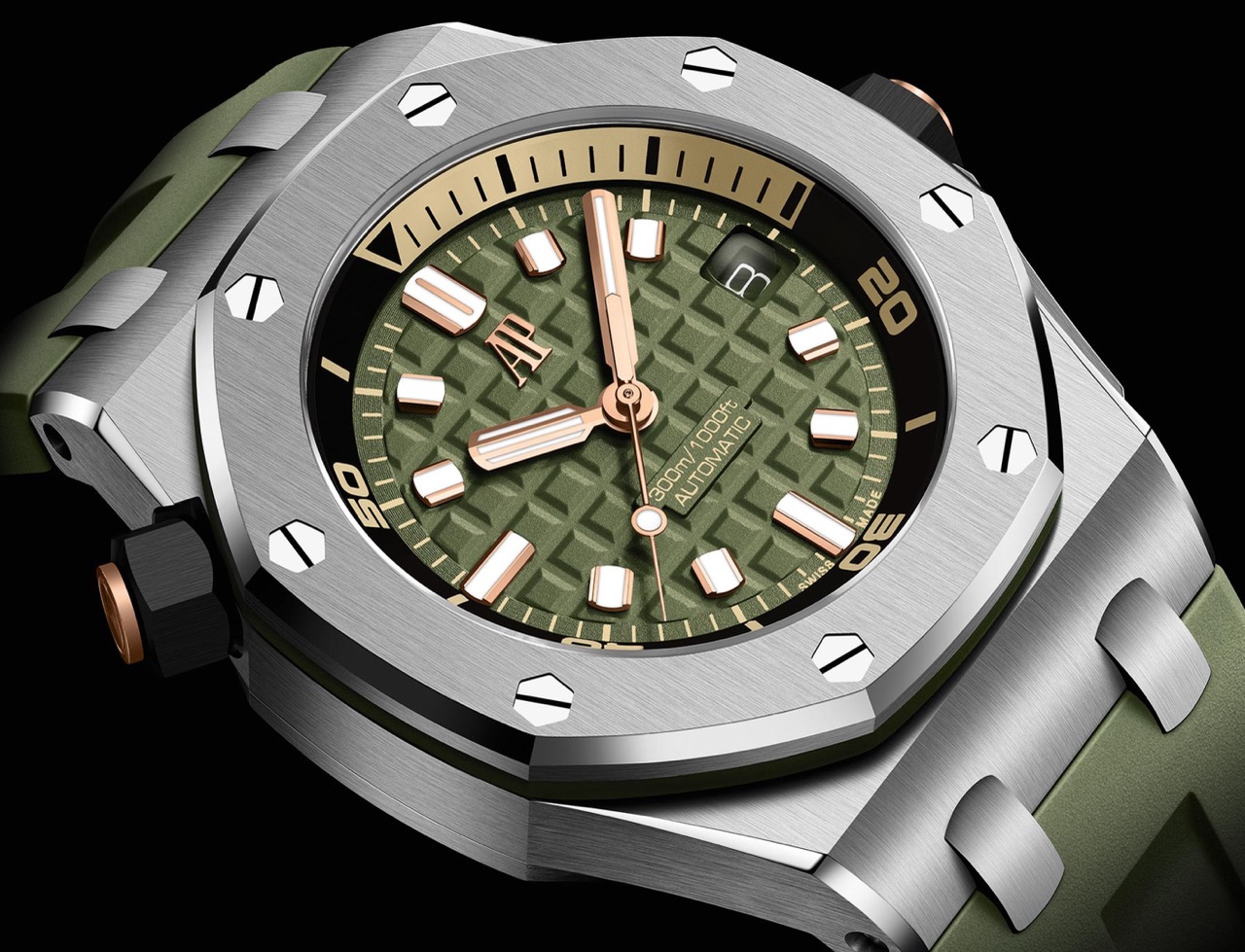 Годинник Audemars Piguet Royal Oak Offshore Diver 42 мм — люксовий дайвер із внутрішнім безелем і циферблатом Méga Tapisserie